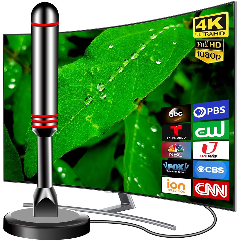 TV Antenna Indoor, 2026 Digital HDTV Antennas Indoor with Strong Magnetic Base 360&Long Range Reception for Local Channels, Easy Setup Antenna for 10FT Long Cable