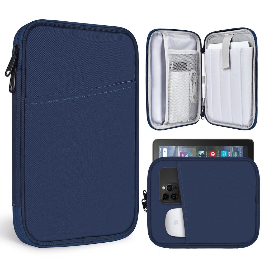 8 Inch Tablet Sleeve Carrying Case for 8" Amazon Kindle Fire 8/Fire 8 Plus, 8.7" 8" Samsung Galaxy Tab A9/Tab A7 Lite/Tab A, 8.3" 7.9" iPad mini 7 6 5 4 3 2 1, Lenovo Tab M9 M8 Protective Bag(Blue)