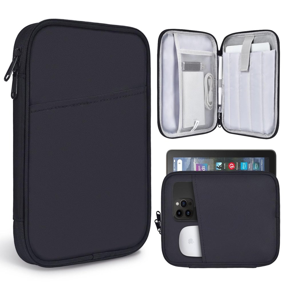 8-9 Inch Tablet Sleeve Bag for Amazon Fire HD 8 / Fire HD 8 Plus 8", Samsung Galaxy Tab A9 8.7" / Tab A7 Lite 8.7" / Tab A 8" & iPad mini 7 6 8.3" / iPad mini 5 4 3 2 1 7.9" Carrying Case(Black)