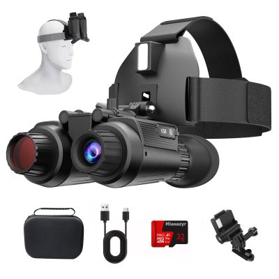Miasazyr Night Vision Goggles Head Mounted - 3D 4K Night Vision Binoculars for Adult, 7 Gear Infrared Goggles with 32GB Card, 8X Digital Night Vision for Camping Tactical, Black