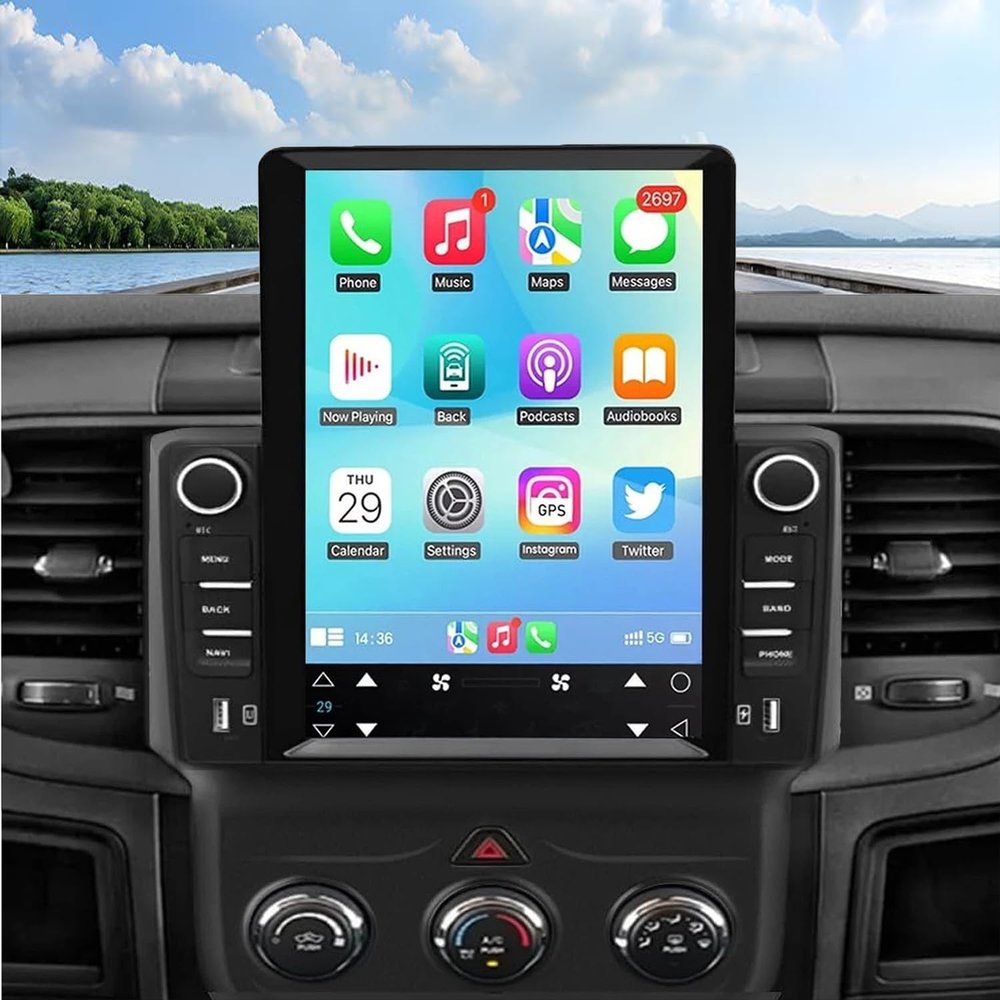 Car Radio Stereo for Dodge Ram 1500 2500 3500 2013-2018,Android 13, 9.7 inch Touchscreen Mirror Auto Radio Player for CarPlay Wireless and Android Auto,8227L-DEMO GPS WiFi DSP 2GB +32GB
