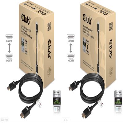 Club 3D Ultra High Speed HDMI-Kabel 10K120Hz 48Gbit/s - 3m (Pack of 2)