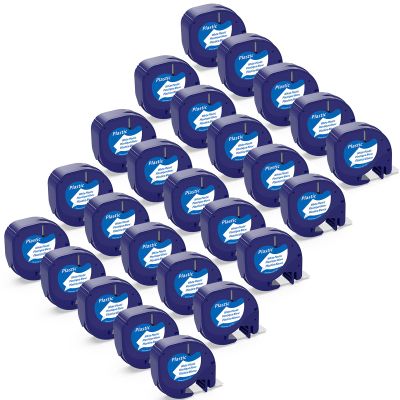 25 Pack Replace for Dymo Letratag Label Maker Refill 91331 White Plastic Compatible for Dymo Letra Tag Printers LT 100H 100T Plus 200B