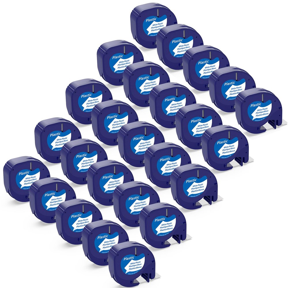 25 Pack Replace for Dymo Letratag Label Maker Refill 91331 White Plastic Compatible for Dymo Letra Tag Printers LT 100H 100T Plus 200B