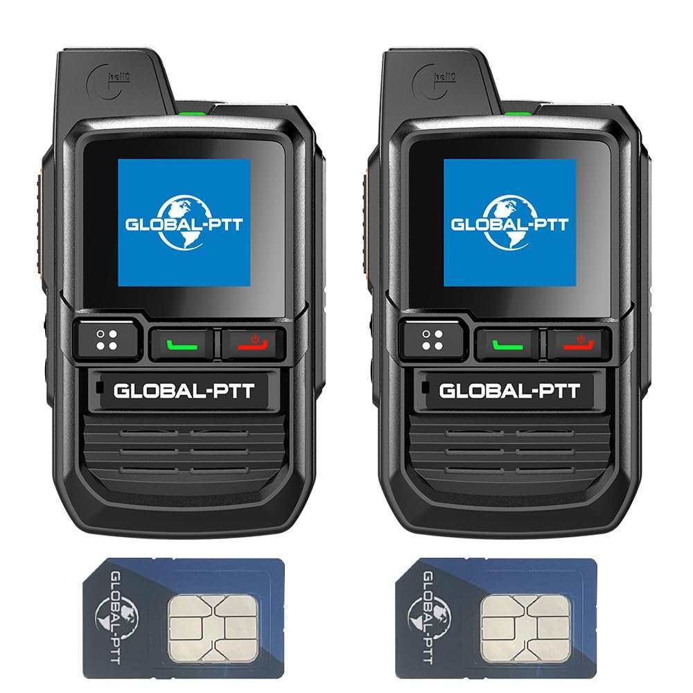 2PCS Global-ptt G0 4G POC Mini Walkie Talkies, US Version, Two Way Radio, Unlimited Long Range, Professional, Adult LTE, 5000 Miles, Outdoor Organizer with Yearly Sim (2PCS with US+CA SIM)