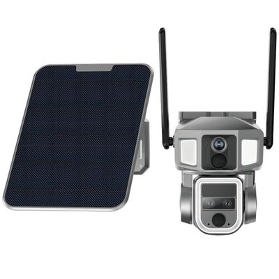 KUMEAI Solar-Powered Triple Lens HD Surveillance Camera (Bullet & PTZ), 4G +WiFi Connection, IP66 Waterproof, 10X Zoom Clear Image and Video, Built-in 12000mAh Lio Battery.