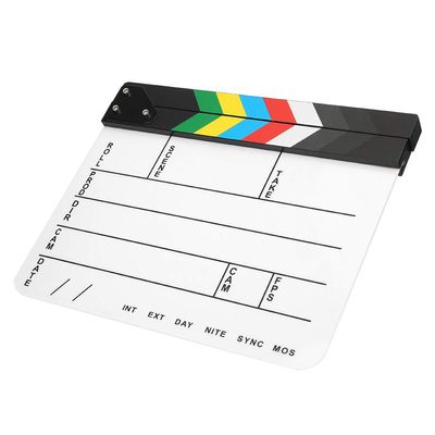 Colorful Wooden Director Clapboard for Movie Memorabilia, Role Playing, Editing, Video Production, Film, Photography, etc. (Color Strip whiteboard (PAV1CWE4))