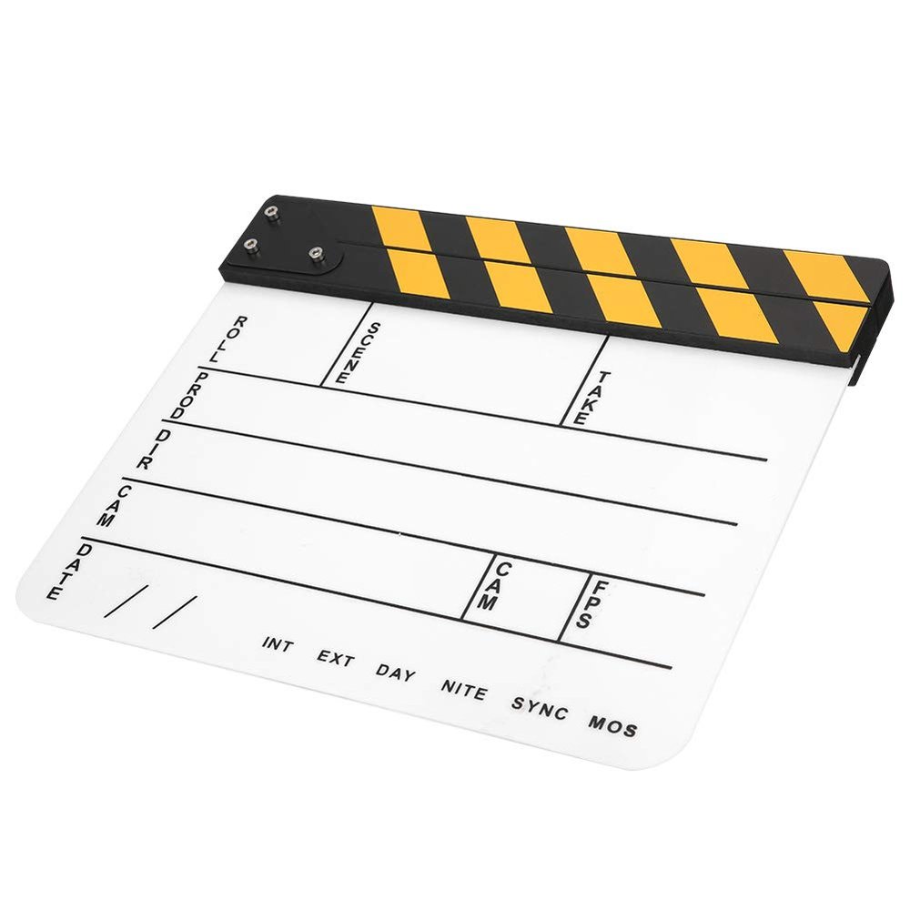 Colorful Wooden Director Clapboard for Movie Memorabilia, Role Playing, Editing, Video Production, Film, Photography, etc. (Yellow Stripe whiteboard (PAV1YWE4))