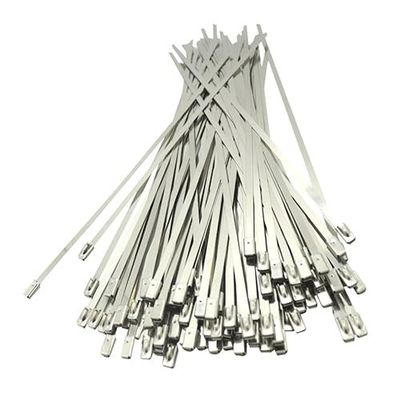 EVANEM 4.6MM 100PCS Multi-Purpose Locking Cable Metal Zip Ties, Metal Cable Ties with Rolling Self Locking, for Electricity Computer Multi Purpose Exhaust Wrap(150MM)