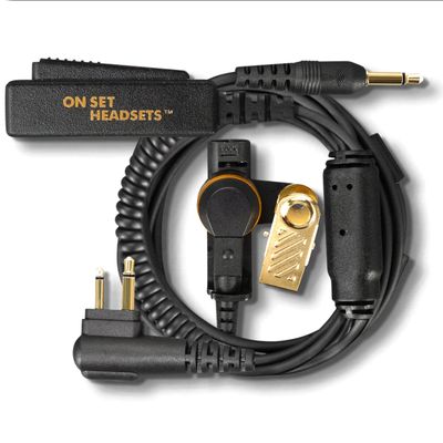 Walkie Talkie Earpiece with Mic - FilmPRO X Walkie Talkie Headset with 3.5mm AUX Cable & Travel Case Compatible with Motorola 2-Pin - Two-Way Radio Headsets & Microphones by On Set Headsets (Elite)