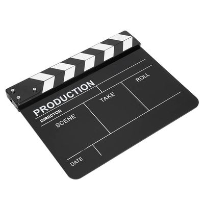 Movie Clapperboard, Clear Sound, Simple and Practical, for Party, DecorationAccessory (Blackboard with White Stripes)