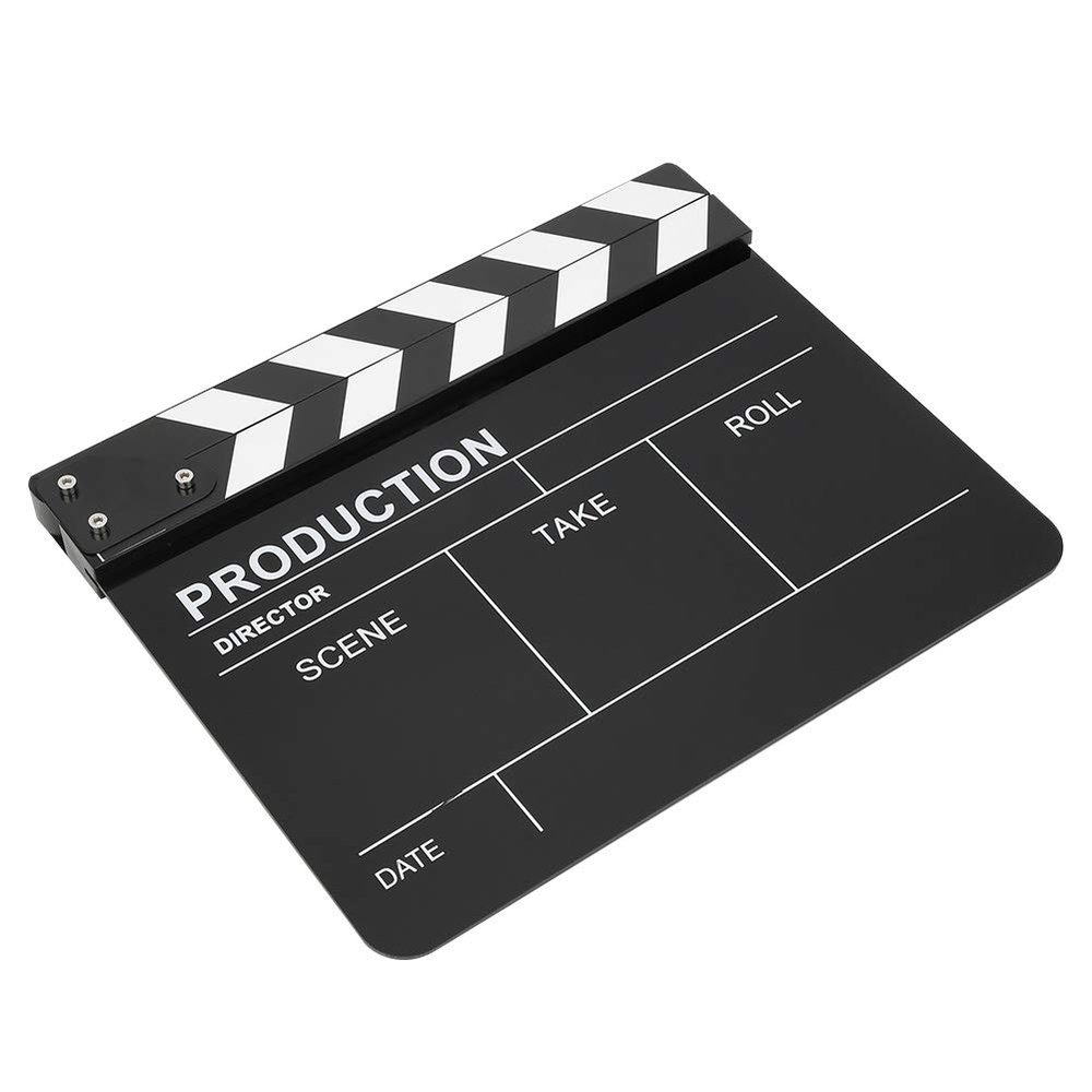 Movie Clapperboard, Clear Sound, Simple and Practical, for Party, DecorationAccessory (Blackboard with White Stripes)