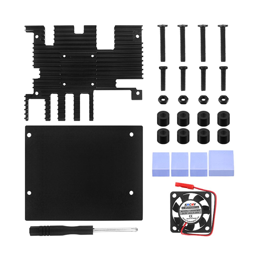 caralin for Orange Pi 5 Plus Metal Case with Fan and Heatsink Kit, Metal Enclosure for Orange Pi 5 Plus 4GB/8GB/16GB Aluminum Alloy