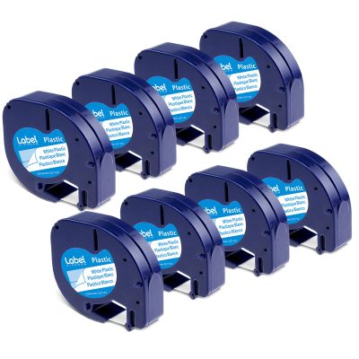 8 Pack Replace for Dymo Letratag Label Maker Refill 91331 White Plastic Tape Compatible for Dymo Letra Tag Printers LT 100H 100T Plus 200B