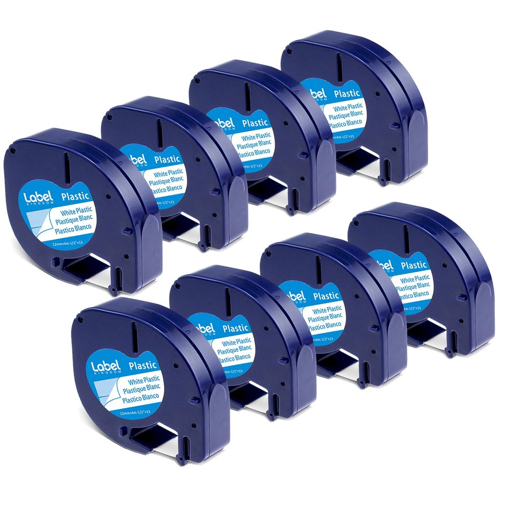 8 Pack Replace for Dymo Letratag Label Maker Refill 91331 White Plastic Tape Compatible for Dymo Letra Tag Printers LT 100H 100T Plus 200B