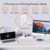 2 Prong Power Strip, WRXDMC 2 Prong to 3 Prong Outlet Adapter, 5ft Extension Cord with Polarized Plug, 1680J Surge Protector, 5 AC Outlets & 3 USB, Wall Mountable, Ideal for Non-Grounded Outlets view 2