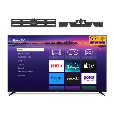 Roku Smart TV - 55-Inch Pro Series QLED RokuTV & TV Wall Mount Bundle
