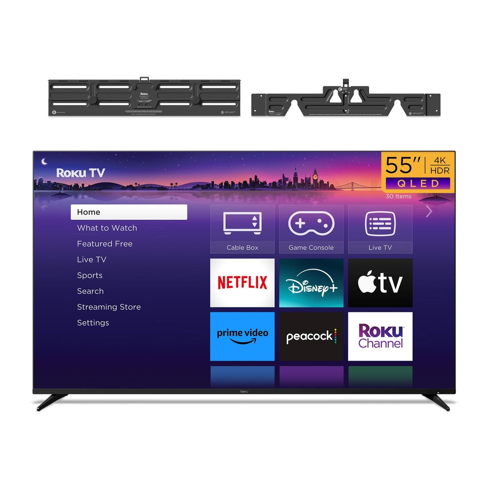 Roku Smart TV - 55-Inch Pro Series QLED RokuTV & TV Wall Mount Bundle