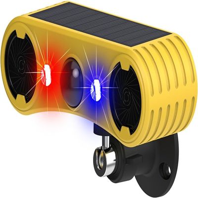 AMZSTAR Solar Motion Sensor Alarm - 13 Sounds, 129db Dual Speaker Loud Alarm + Red & Blue LED Blinking Warning for Yard Farm Garden Orchard Barn (1 Pack)
