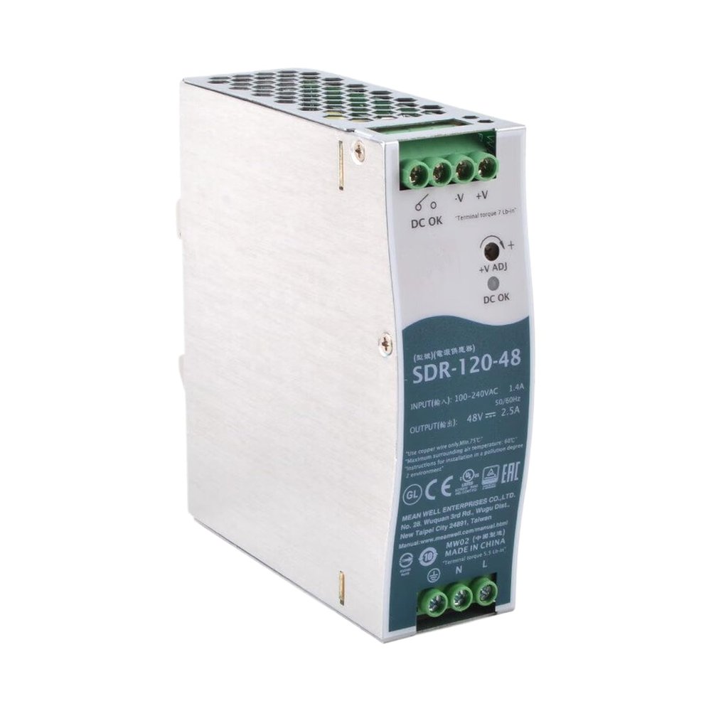 Generic SDR-120-48 48V 2.5A 120W High Efficiency Power Supply for Industrial Automation and Control Systems, White, YS-SDR-120-48