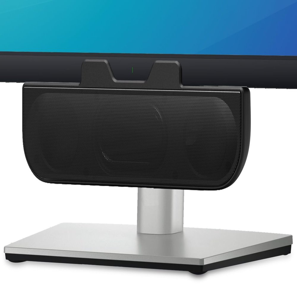 Computer Speakers for Desktop PC, Monitor Speakers, USB Plug-in, Wired, External Speaker for Laptop, Small Computer Soundbar for PC, with Loud Sound, Deep Bass, USB-C Adapter, Easily Clamp to Monitor