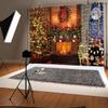 10x6.5ft Christmas Fireplace Backdrop Glitter Xmas Tree Photography Background Stockings Gifts Christmas Wreath Banner Decorations New Year Xmas Party Photo Booth Props view 3