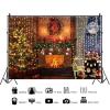 10x6.5ft Christmas Fireplace Backdrop Glitter Xmas Tree Photography Background Stockings Gifts Christmas Wreath Banner Decorations New Year Xmas Party Photo Booth Props view 4