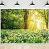 10x6.5ft Spring Natural Scenery Backdrop Forest Park Garden Flowers Photography Background White Floral Dandelion Sunshine Landscape Decorations Wedding Birthday Party Banner Photo Booth Props view 1