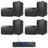 Rockville Bundle Rock Zone 8 8-Channel 1000W RMS Multi Room Receiver/Amplifier Bundle with (8) HP4S-8 BK 4" Outdoor/Indoor Home Theater Speakers w/Swivel Bracket (9 Items) view 1