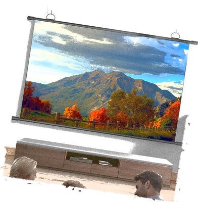 BIUBPW Pull Down Projector Screen 60" Home Projector Screen Wall Mountable 4K Ultra HD 3D Movies Screen, Office Presentation/Wedding Party(60in-4:3)