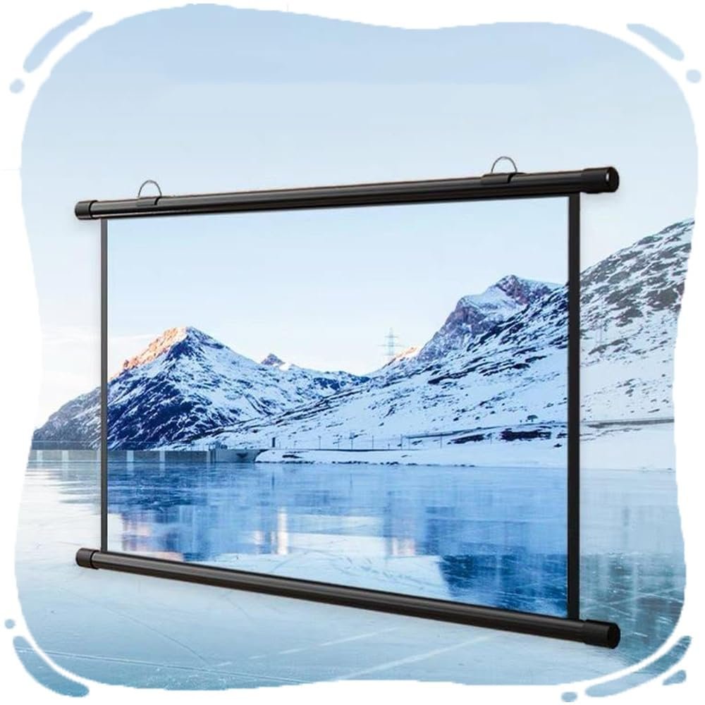 BIUBPW 30" 40" 50" 60" Projector Screen No Punching Projection Screen, 3D 4K Movie Screen, Pull Down Move Projector Screen for Bedroom/Home Theater(50in-4:3)