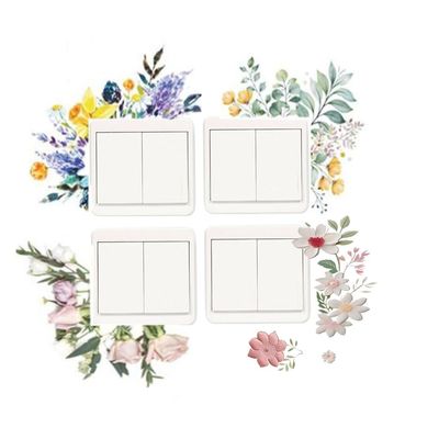 4PCS Flower Switch Stickers, Flower Plants Light Switch Sticker, Removable Fresh Plants Flower Switch Stickers, Light Switch Decal, Switch Cover for Bedroom Living Room Nursery Bathroom