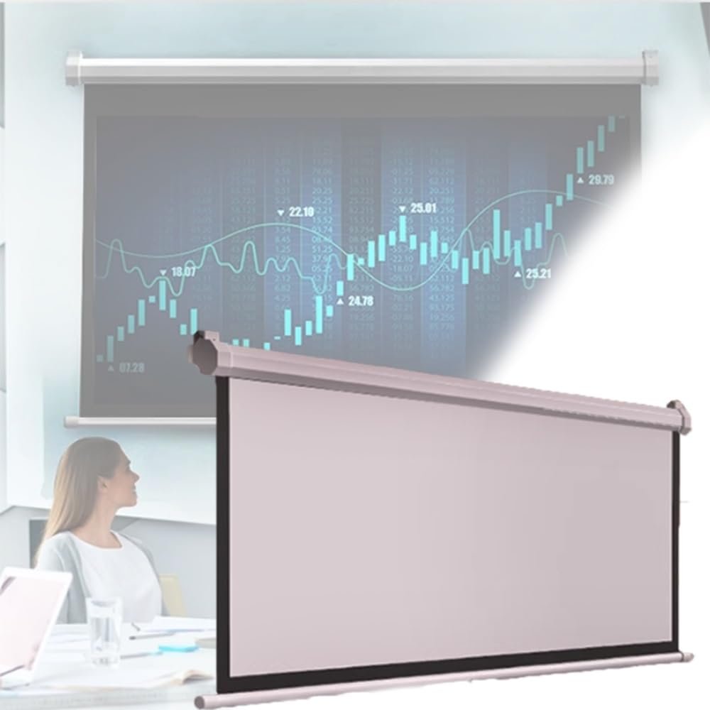 NILZA Manual Pull Down Projection Screen HD 4k Projector Curtain Wall-Mounted Home Theater Screen 60" Projector Screen with Auto Lock(60inch 4:3)