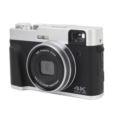 Asixxsix 4K 48MP Digital Camera, 2. Screen 16X Optical Zoom Anti Shake Retro Vlogging Camera with Flash Viewfinder Dial Compact Point and Shoot Cameras for Teens