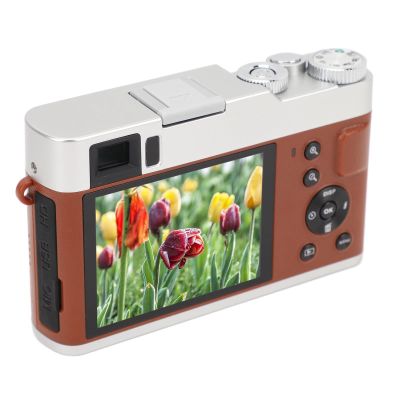 4K 48MP Digital Camera, 2.8 Inch Screen 16X Optical Zoom Anti Shake Auto Focus Retro Vlogging Camera with Flash Viewfinder Dial Compact Point and Shoot Cameras for Teens