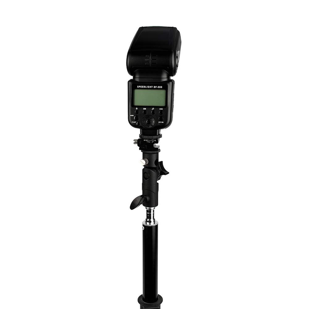 Adjustable Flash Stand Mount Shoe Mount for 3/8 Tripod Ball Heads Support 1/4 and 3/8 Screws 5/8 Light Stand Compatible with 1/4