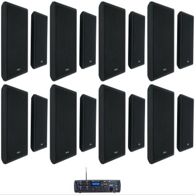 Rockville RockSlim Bundle: (4) 5.25 in 40W RMS / 240W Peak 8 Home Theater Wall Mount Slim Speakers, 9.3 x 5.7 x 3.5 in, 3.1 lbs, Rock Zone 8 8-Channel 1000W RMS Multi Room Receiver Amplifier, 5-items