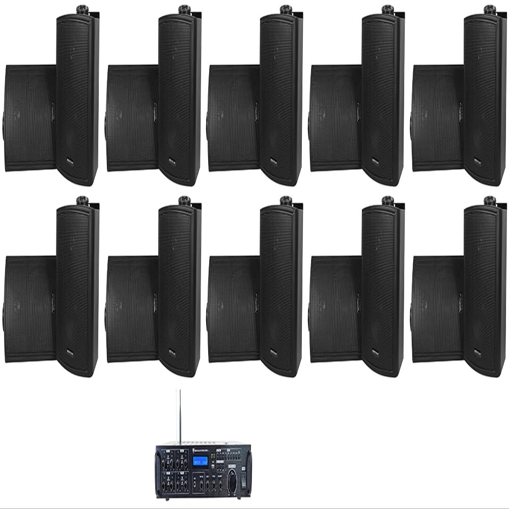 Rockville Rock Zone 8 Bundle: 1000-Watt RMS Multi Room Receiver/Amplifier, (4) HP5S-8 5.25" Peak 420-Watt/140W RMS Outdoor/Indoor Wall Mount Speakers, 5-Items