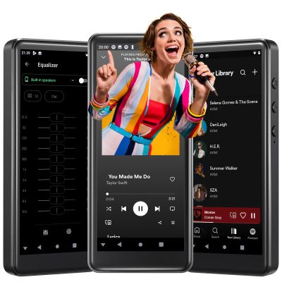 80GB MP3/MP4 Player Bluetooth/WiFi/3.5mm Jack Headphone 4.0" FHD Touchscreen with Spotify Audible Android Music Player with Speaker/Voice Recorder FM Radio Up to 512 GB Expandable ROM