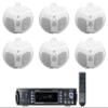Rockville RPA60BT V2 Bundle: 2-Channel 1000-Watt Bluetooth Amplifier Mixer, (6) D4-16 White Dual 4 in 16 Ohm Swivel Outdoor Patio Speakers, Home Audio System, 7 Items view 1