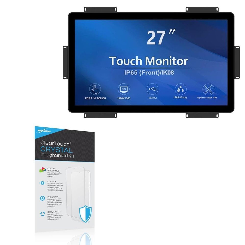 BoxWave Screen Protector Compatible with GreenTouch Multi PCAP Touch Screen Monitor LCD Display (27 in) - ClearTouch Crystal ToughShield 9H (2-Pack), Clear 9H Tough Flexible Film Screen Protector