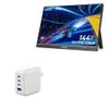 BoxWave Charger Compatible with ARZOPA Z1FC Portable Gaming Monitor (16.1 in) - PD miniCube (100W), 100W 3 PD Port Wall Charger International - Winter White view 1