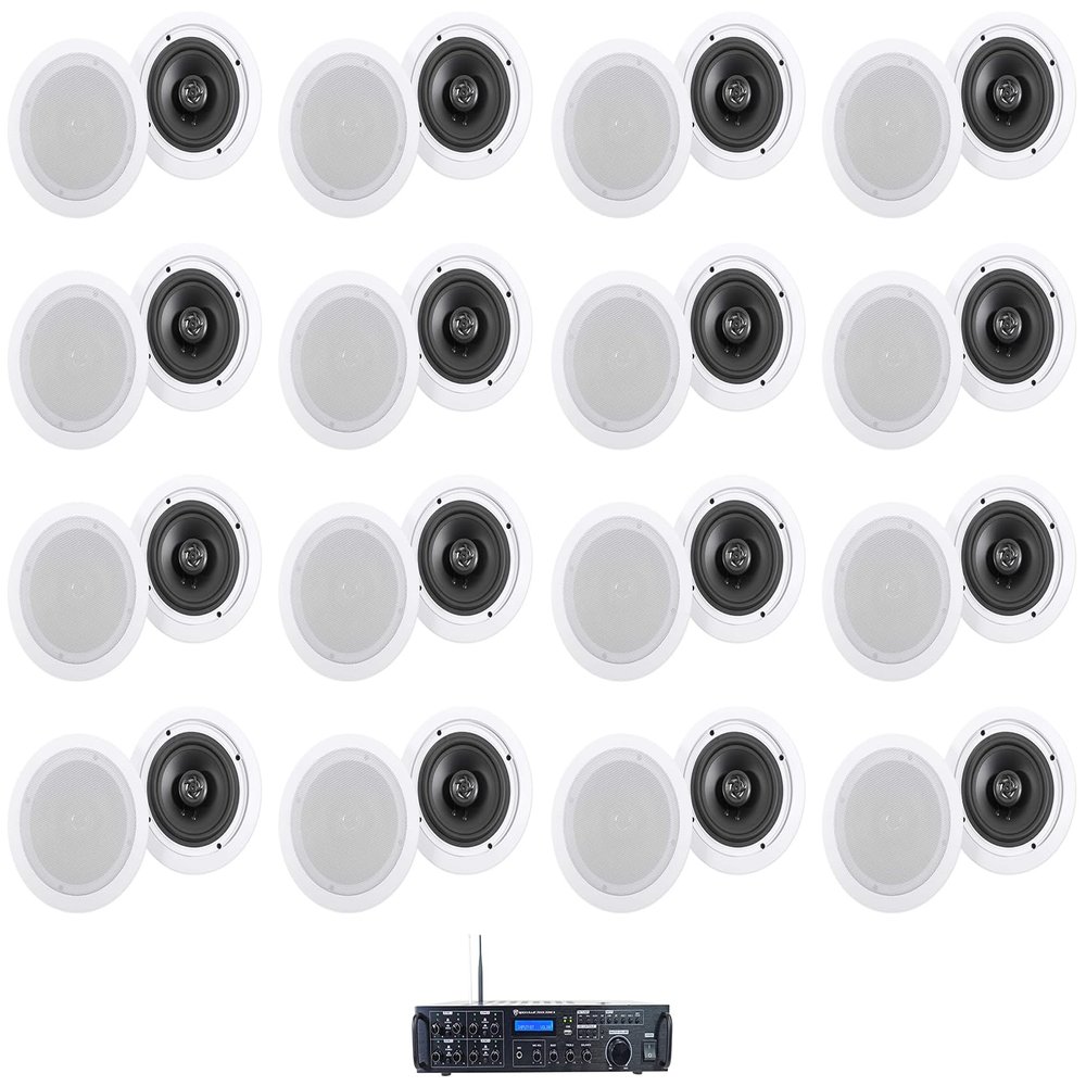 Rockville Bundle Rock Zone 8 8-Channel 1000W RMS Multi Room Receiver/Amplifier Bundle with (32) HC655-16 6.5" 500 Watt in-Ceiling Home Speakers (33 Items)