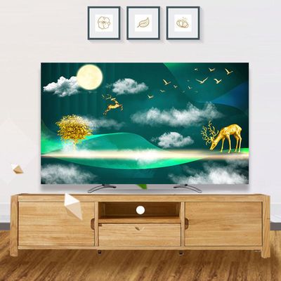 32-75 Inches TV Cover, Polyester Dust Proof TV Screen Protector Cover Fabric For LCD LED, Indoor Bedroom Living Room Decoration Smooth Soft Dust Cover With Painting Printing(Size:52IN,Color:A)