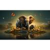 Elephant Backdrop World Day of Wild Fauna and Flora Photography Background Elephant on Island Lake Lush Green Tropical Forest Backdrops for Boys Birthday Party Table Decor Banner Props 15x8ft view 1