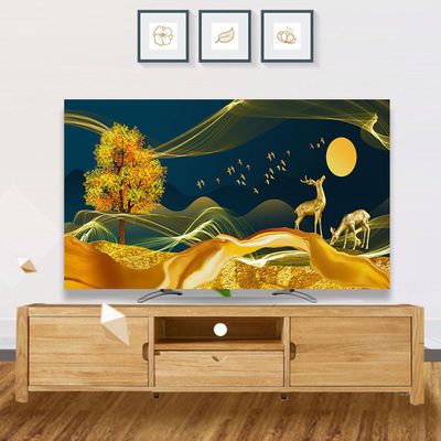 32-75 Inches TV Cover, Polyester Dust Proof TV Screen Protector Cover Fabric For LCD LED, Indoor Bedroom Living Room Decoration Smooth Soft Dust Cover With Painting Printing(Size:50IN,Color:B)