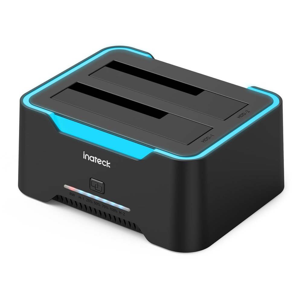 Inateck RGB SATA to USB 3.0 Hard Drive Docking Station with Offline Clone, for 2.5 and 3.5 Inch SATA HDD and SSD, Supports UASP, SA02004 Black