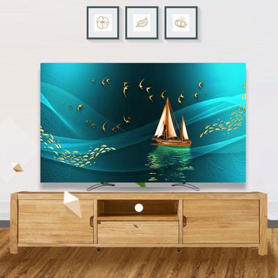32-75 Inches TV Cover, Polyester Dust Proof TV Screen Protector Cover Fabric For LCD LED, Indoor Bedroom Living Room Decoration Smooth Soft Dust Cover With Painting Printing(Size:75IN,Color:C)