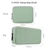 imComor Universal Electronics Accessories Case Bag, 2-Pack Portable Soft Carrying Case Bag Pouch Wire Cable Organizer for Hard Drive, Power Adapter, Laptop Mouse, Cosmetics Kit, Small+Big-Mint Green view 2