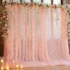 10x8ft Peach Tulle Backdrop Curtain with Lights String for Parites, Sheer Backdrop Curtains for Wedding Baby Shower Birthday Party Photo Shoot Decorations view 1